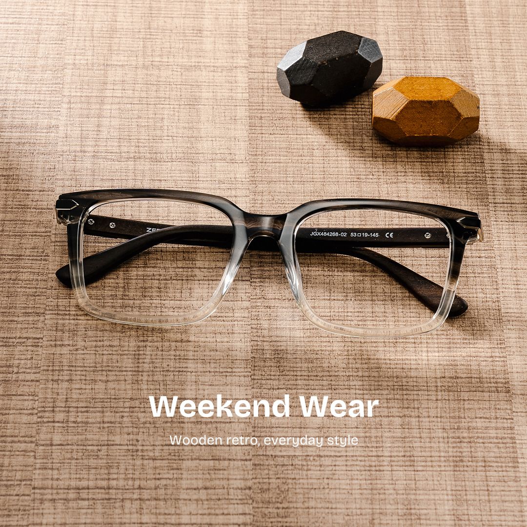 Noah black and clear ombre glasses with Rectangle Frame Online | ZEELOOL0