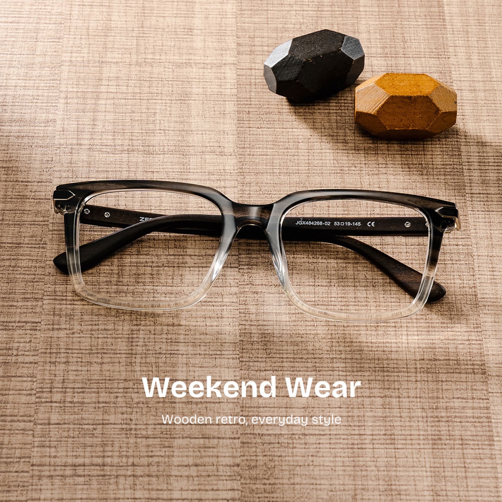 Noah black and clear ombre glasses with Rectangle Frame Online | ZEELOOL0