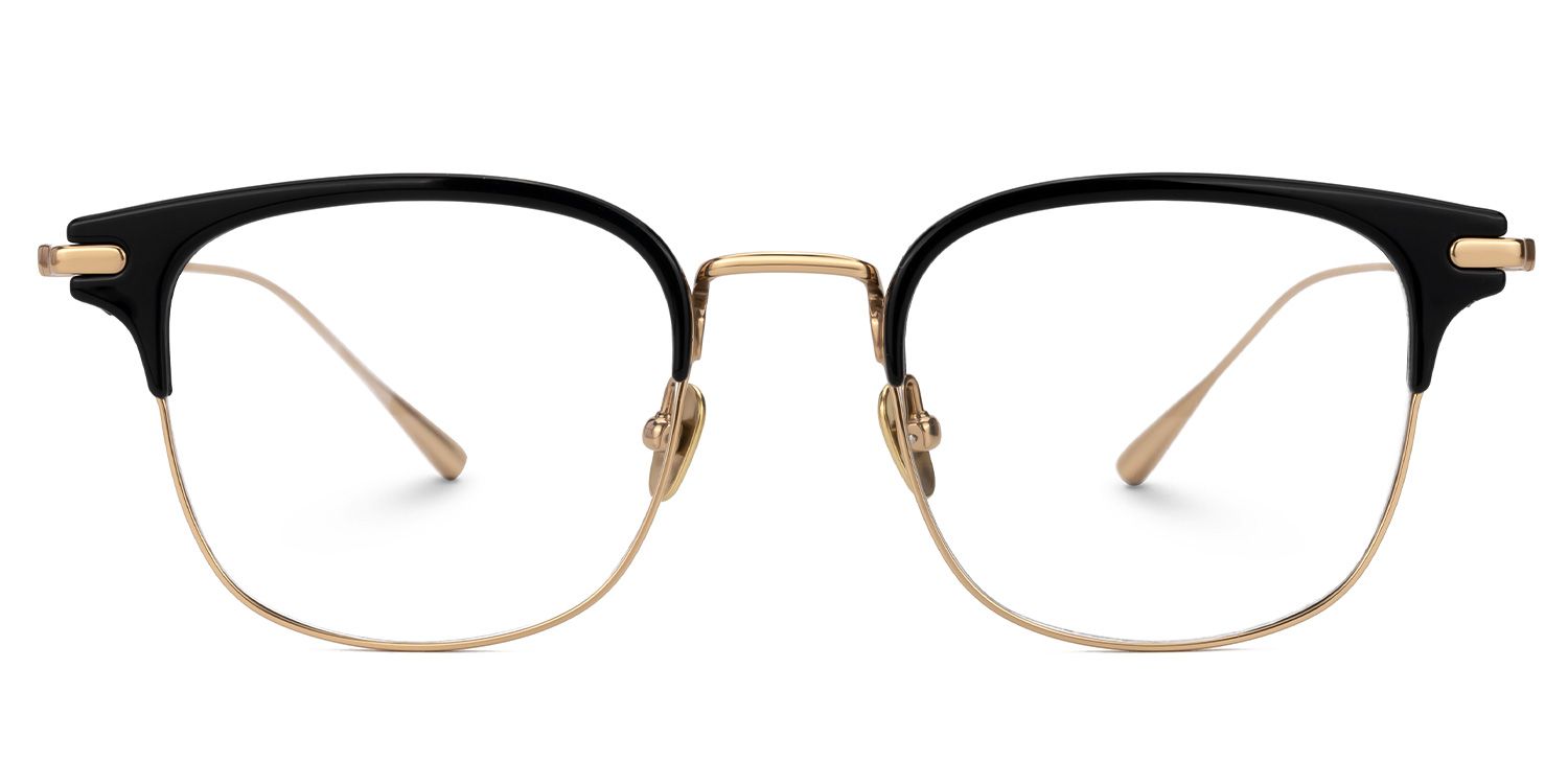 Mecca Gold Eyeglasses with Browline Shape | ZEELOOL UK0