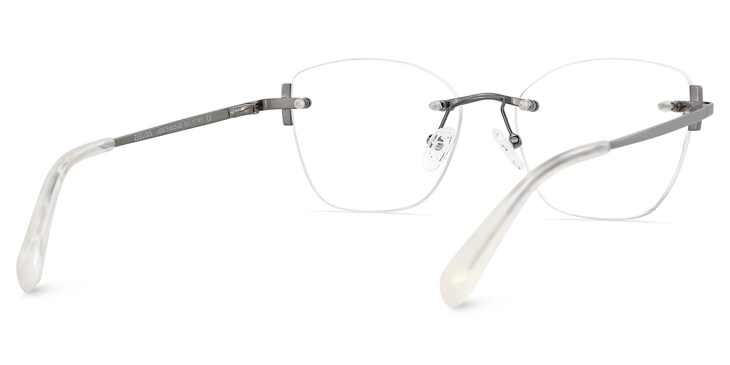 Silver Rectangle Jaxon Glasses with Rimless | ZEELOOL UK5