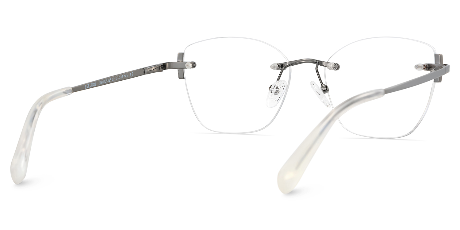 Silver Rectangle Jaxon Glasses with Rimless | ZEELOOL UK5