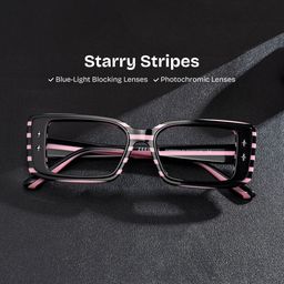 Gleam Rectangle Black Pink Glasses0