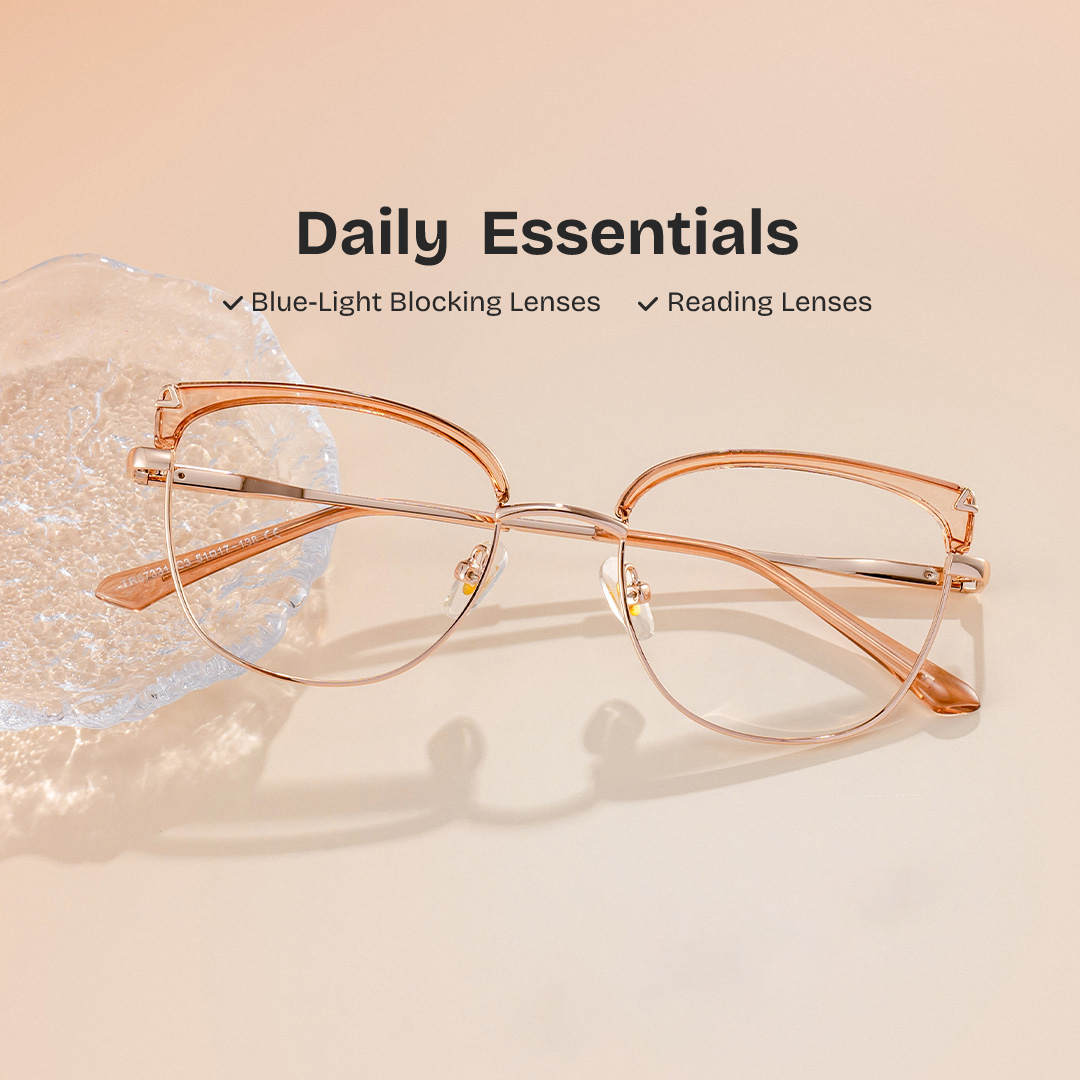 Beau Cat eye Champagne Gold Glasses0