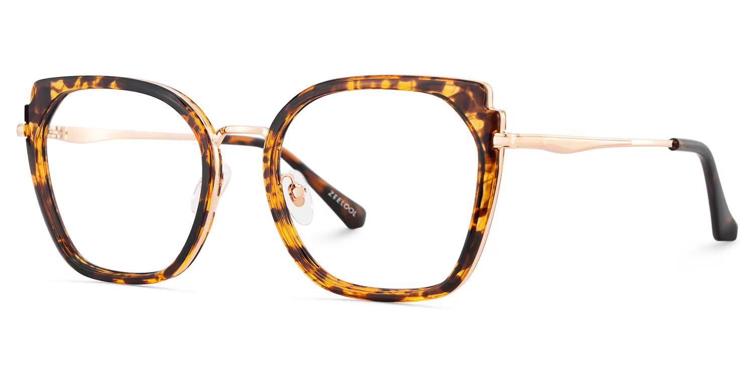 Tortoise Metal Frame Glasses With Wide Size For Women3