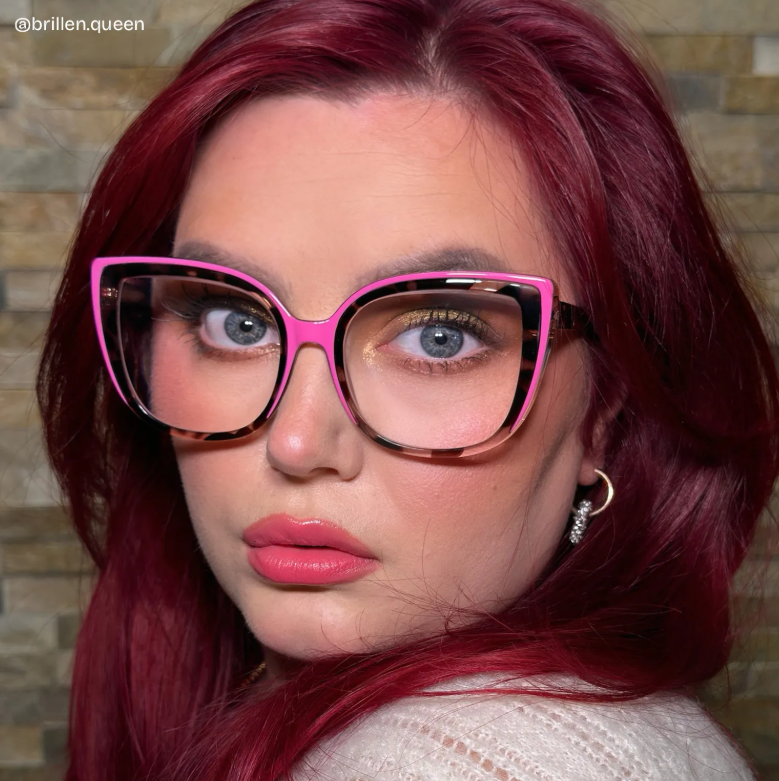 Large Cat Eye Glasses with Pink and Tortoise Frame7