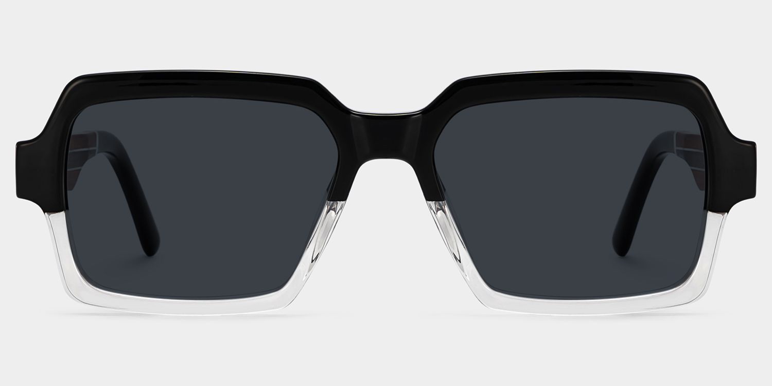 Jack Rectangle Black & Clear Sunglasses | ZEELOOL UK0