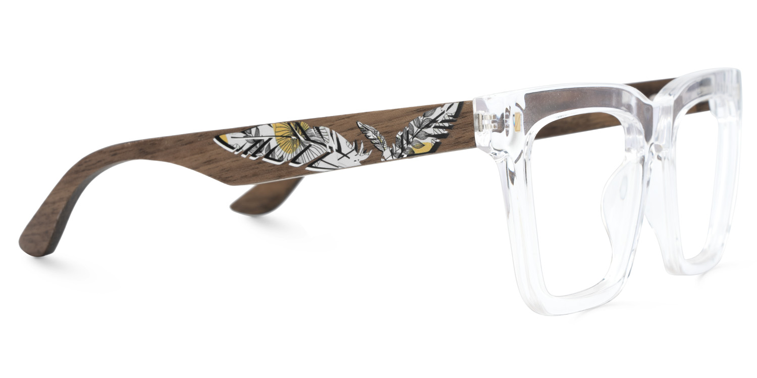 Rectangle Vintage Glasses With Wood Temples4