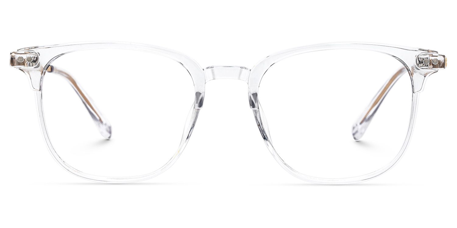 Rowland Mixed-Material Round Clear Frame Glasses | ZEELOOL UK0
