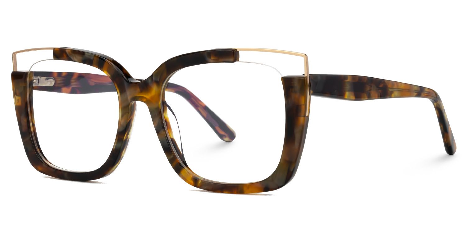 Tortoise Mixed-Material Square Eyeglasses- Dortch1