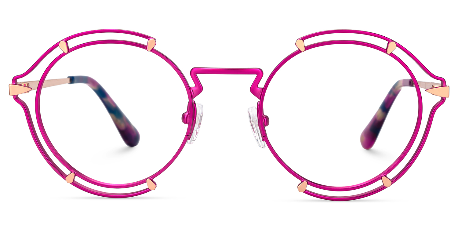 Round Purple Eyeglasses With Metal Material0