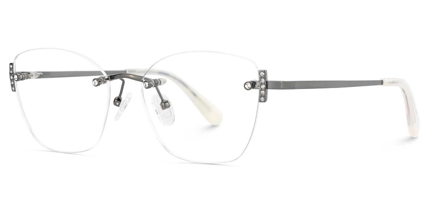 Silver Rectangle Jaxon Glasses with Rimless | ZEELOOL UK3