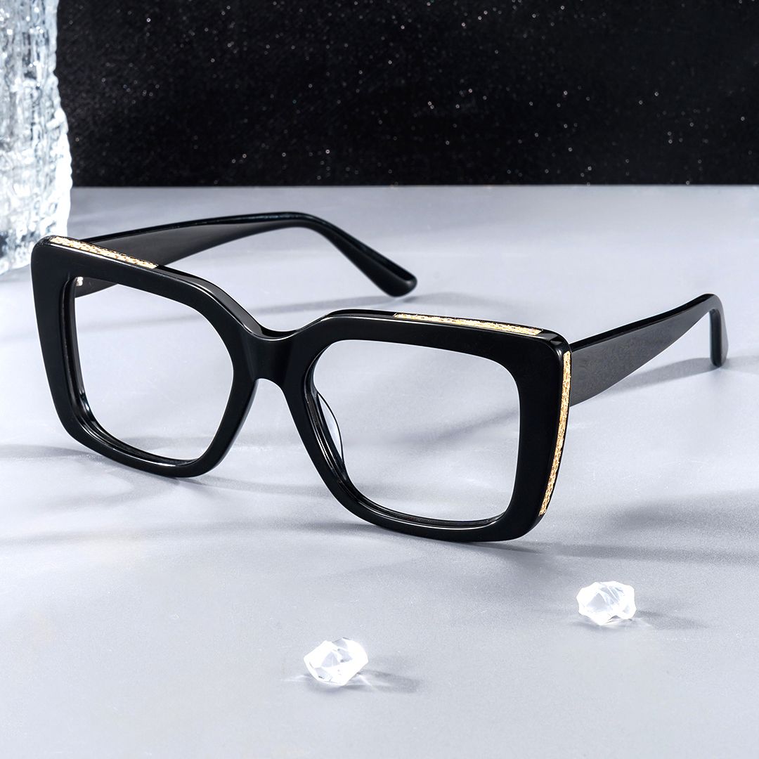 Black Rectangle Glasses Frames Maynard Glasses with Full-Frame | ZEELOOL UK0