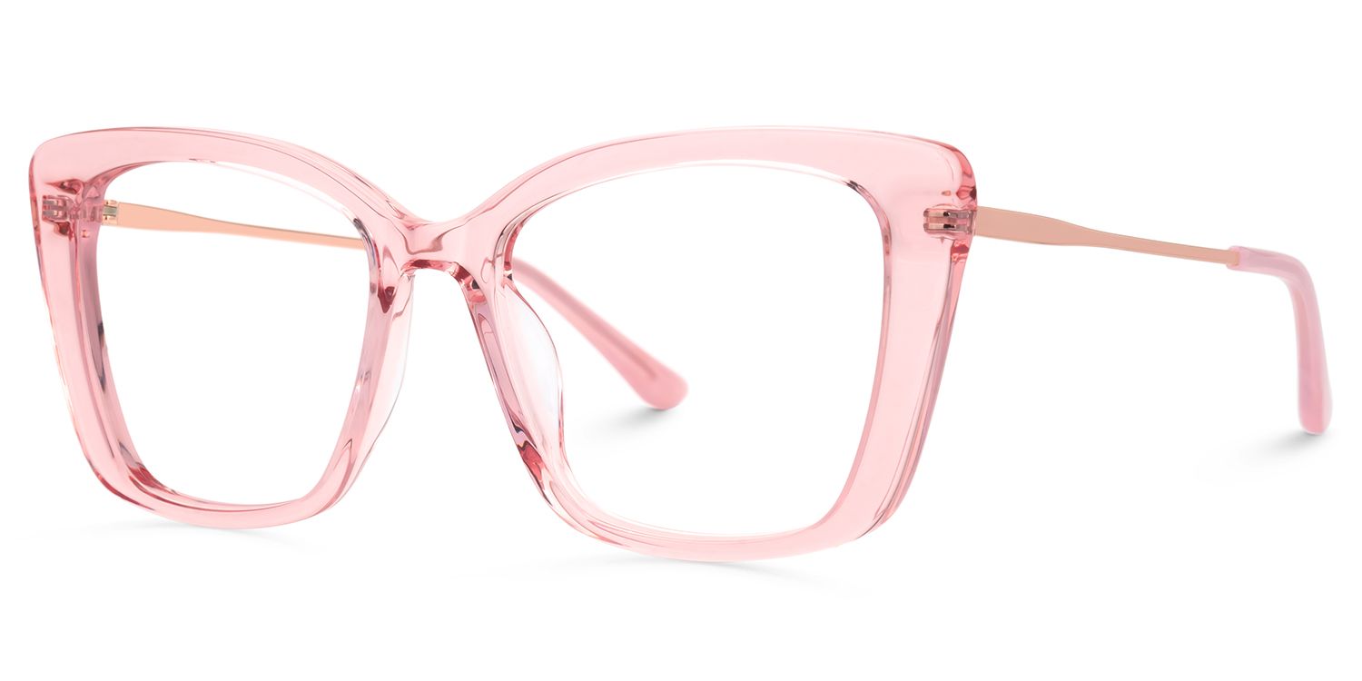 Sheyla Cat Eye Transparent Pink Frame Glasses For Women | ZEELOOL UK2
