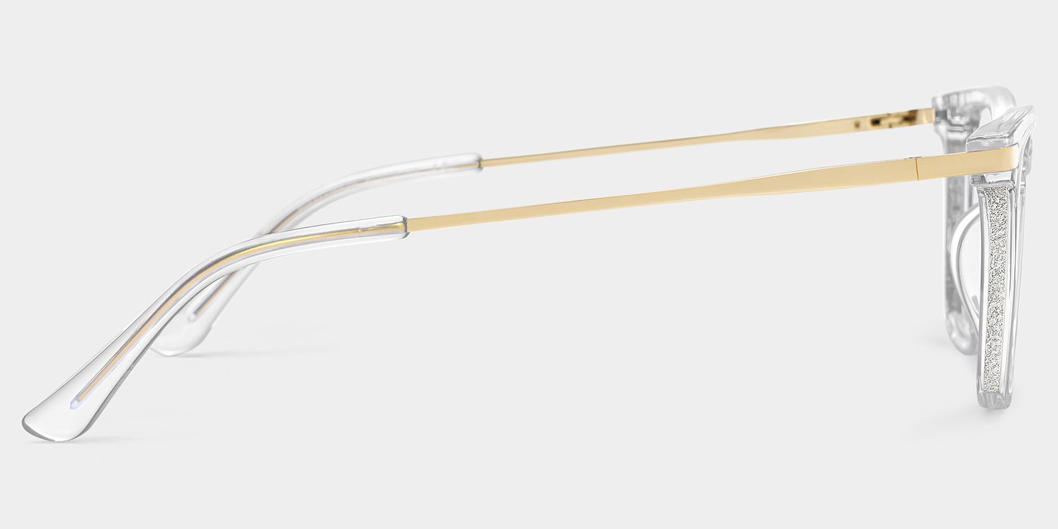 Selena Rectangle Clear White Glasses Bling Frames | ZEELOOL3