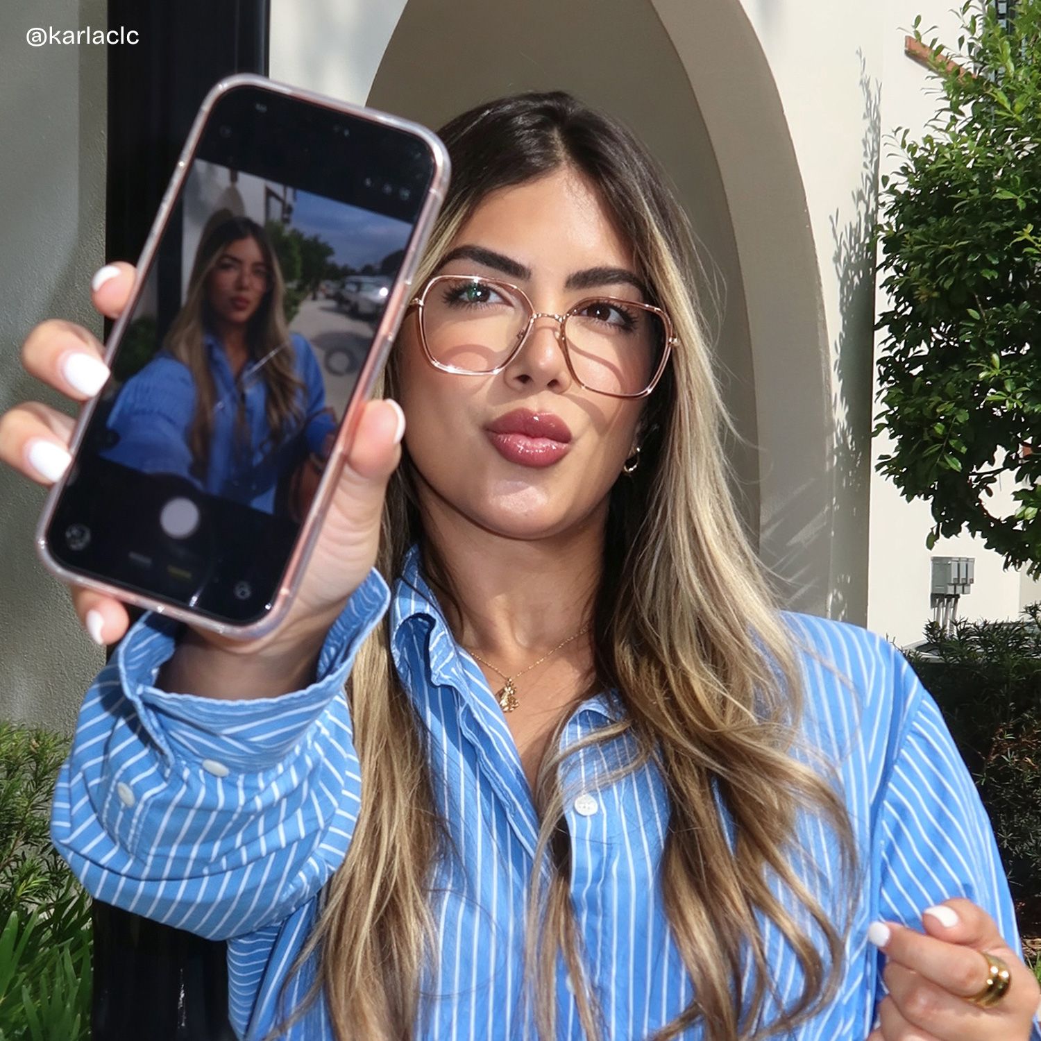 Sophie Pink Geometric Mixed Frame Glasses for Women | ZEELOOL5