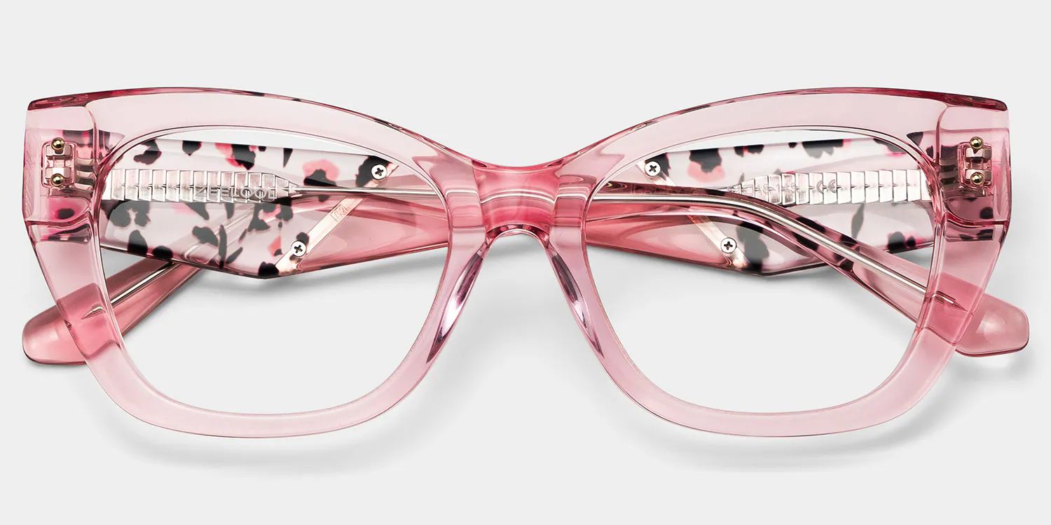Skylar Clear Pink Frame Glasses with Butterfly Frame Online | ZEELOOL UK3