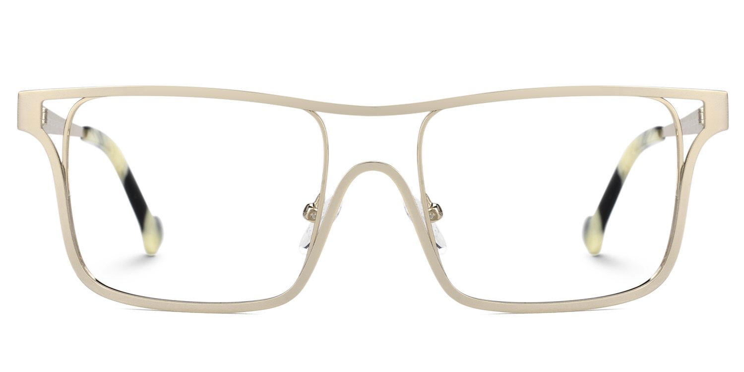 Nova Wide Matte Gold Glasses with Rectangle Frames | ZEELOOL UK0