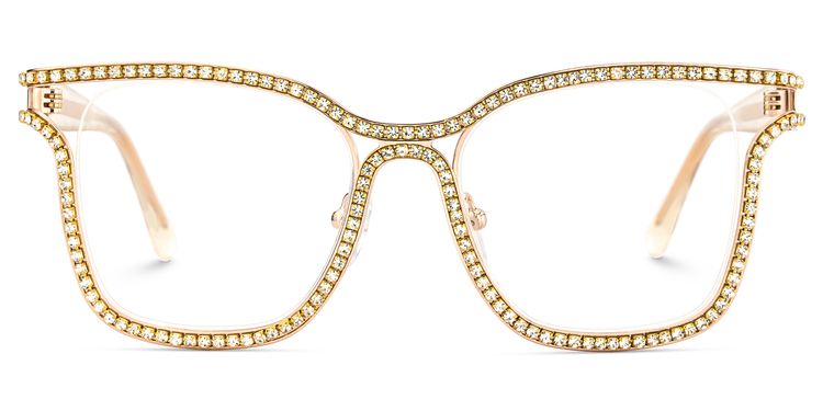 Shine Square Gold White Glasses