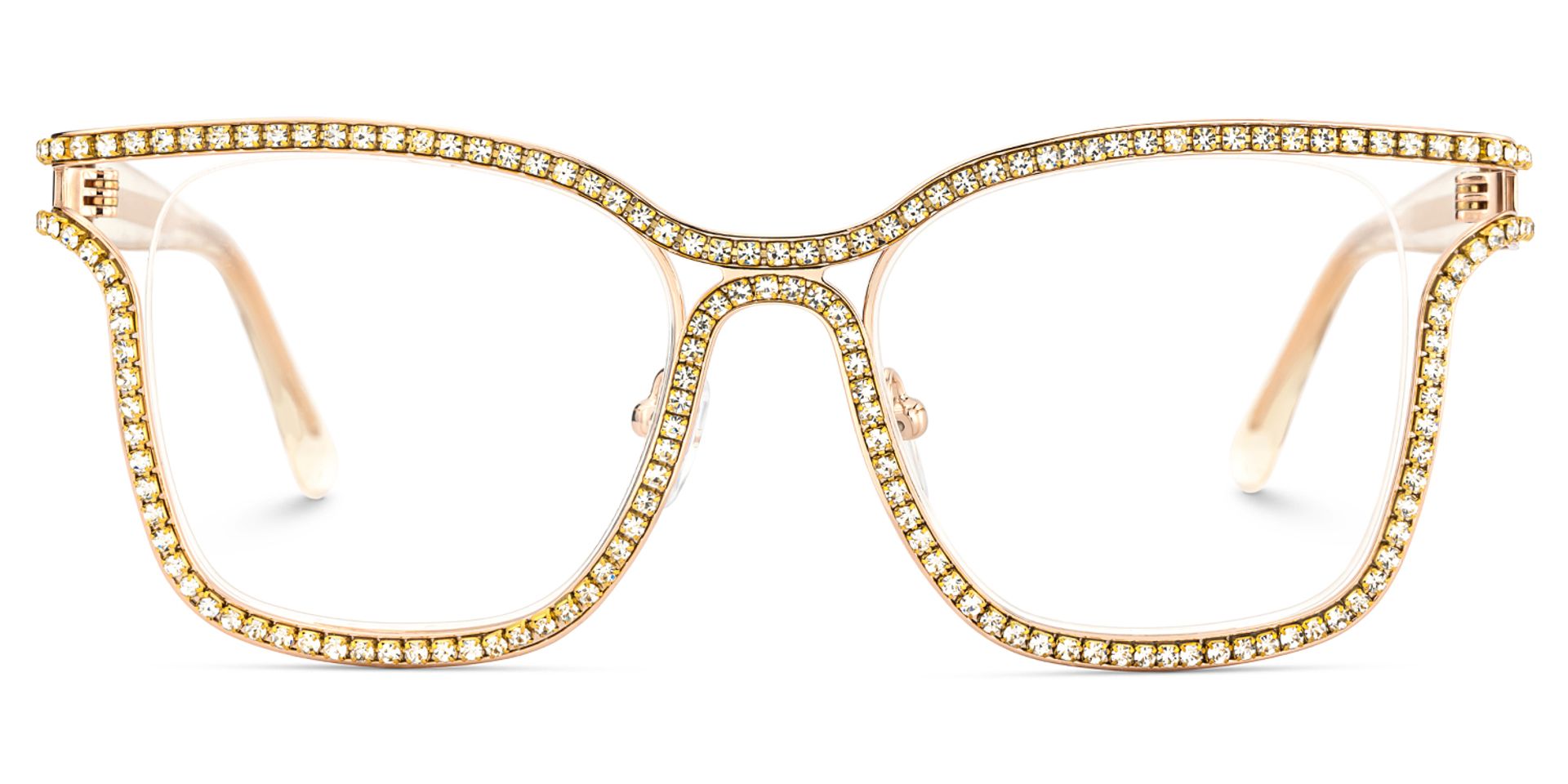 Half Rim Square Glasses With Decorated Shiny Diamonds1
