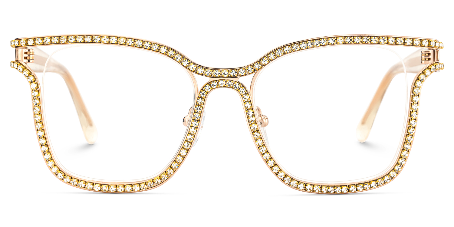 Shine Square Gold White Glasses