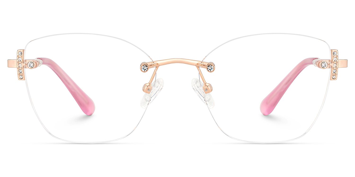 Pink Rectangle Jaxon Eyeglasses with Rimless | ZEELOOL UK1