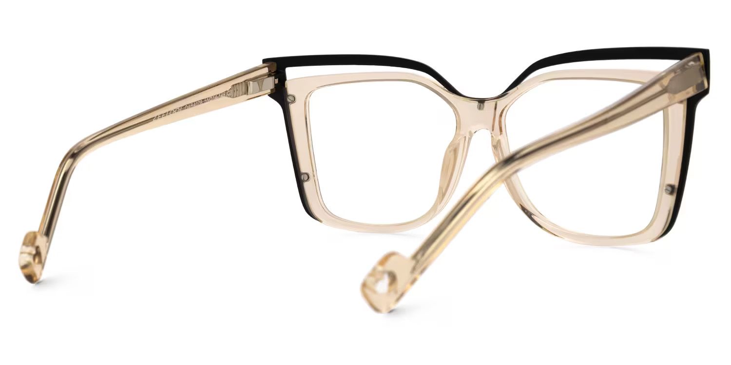 Twolla Square Beige Glasses and Black Edge Frame3