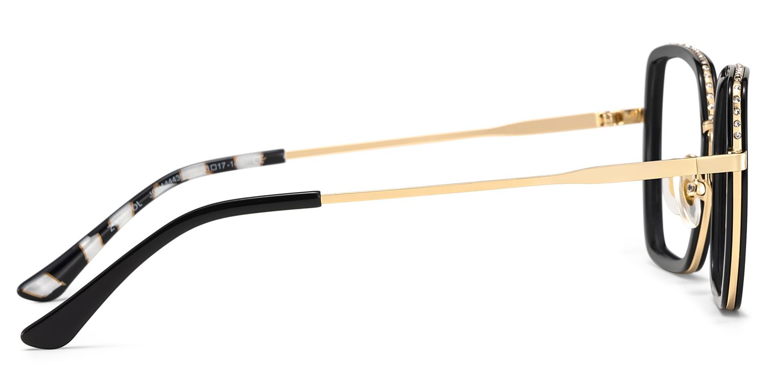 Square Black Eyeglasses- Fiona Mixed Frame Glasses3