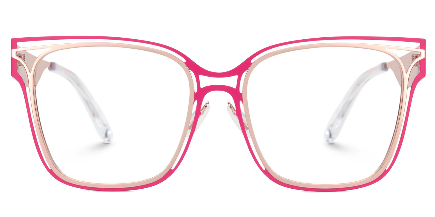 Dacarine Square Pink Gold Glasses1