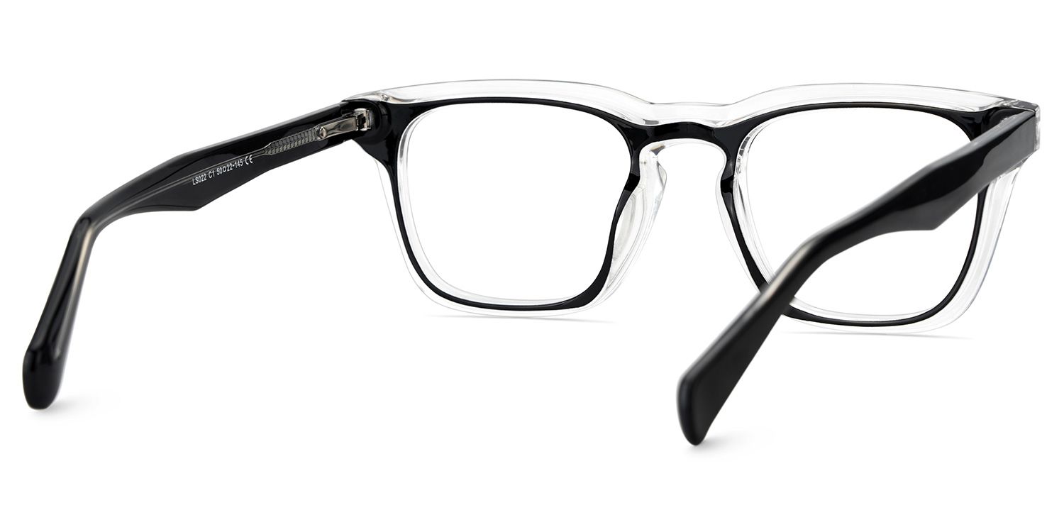 Tr90 Eyeglasses Frames With Rectangle Shape and Black Clear Color5