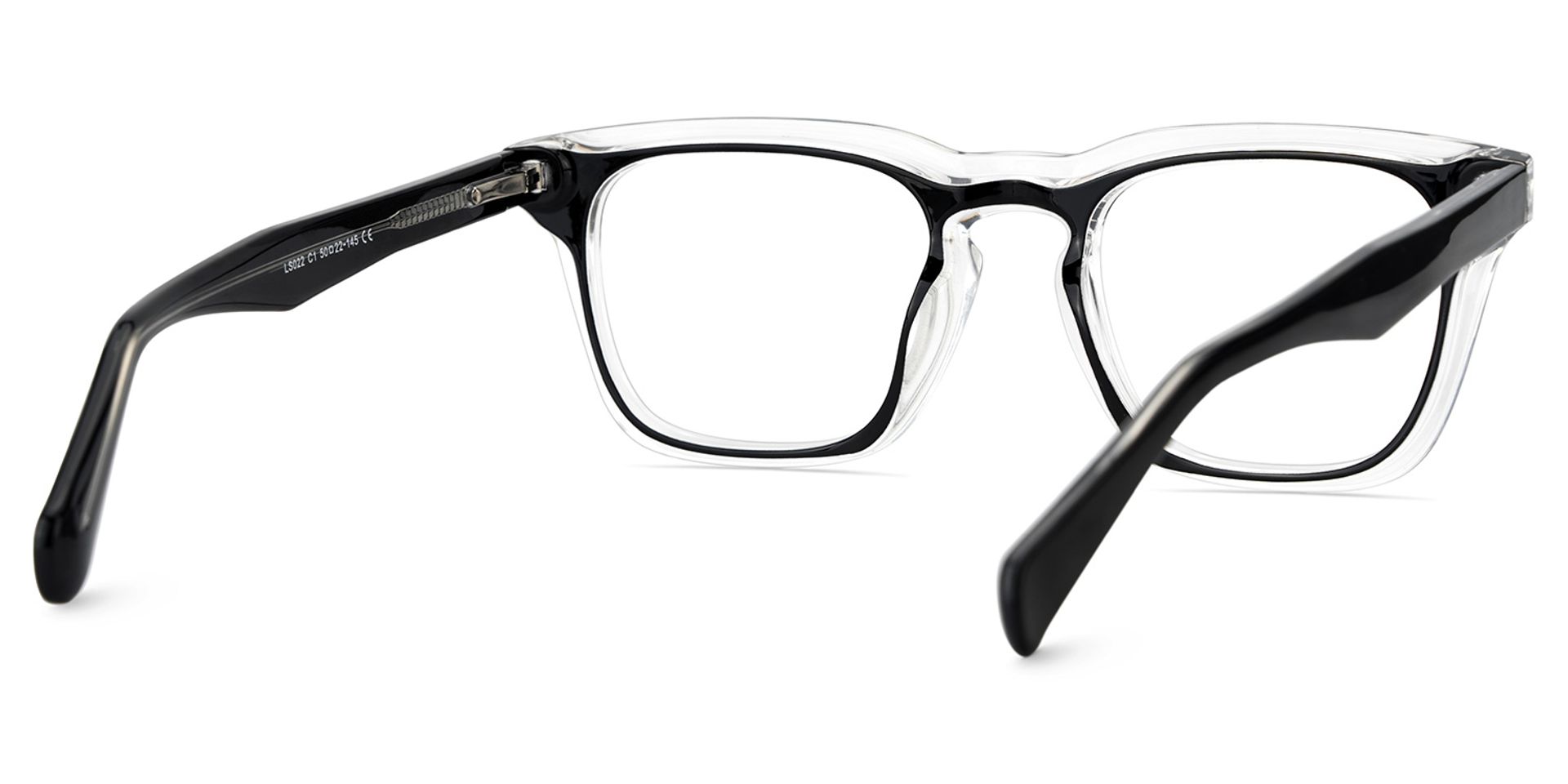 Tr90 Eyeglasses Frames With Rectangle Shape and Black Clear Color5