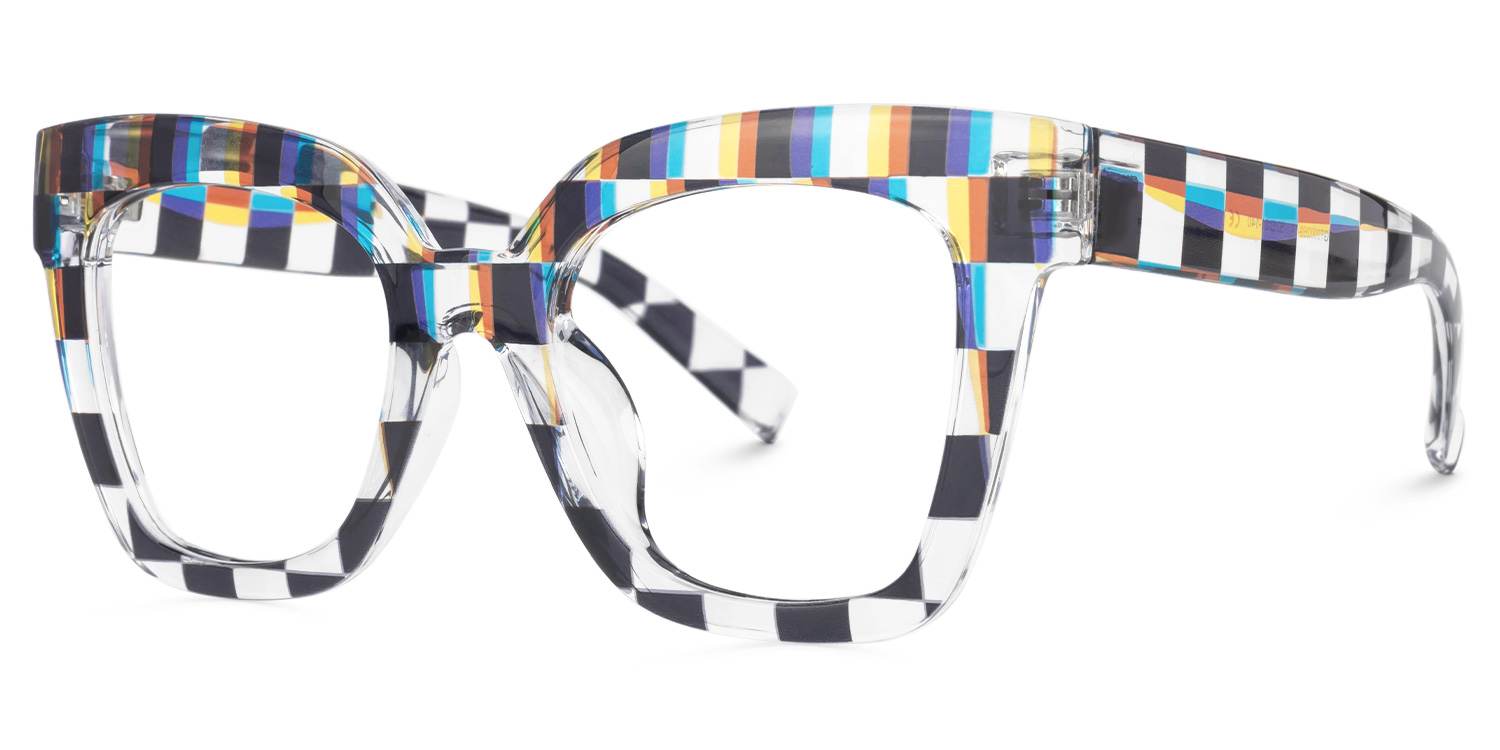Geek Chic Malcolm Checkered Square Frame Glasses1