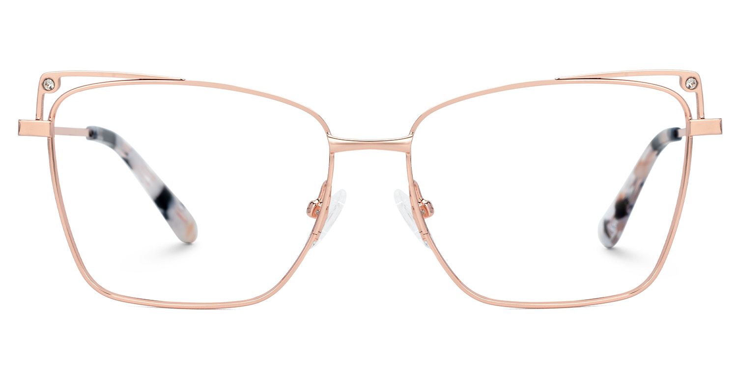 Rectangle Rose Gold Metal Glasses Frames | ZEELOOL UK0