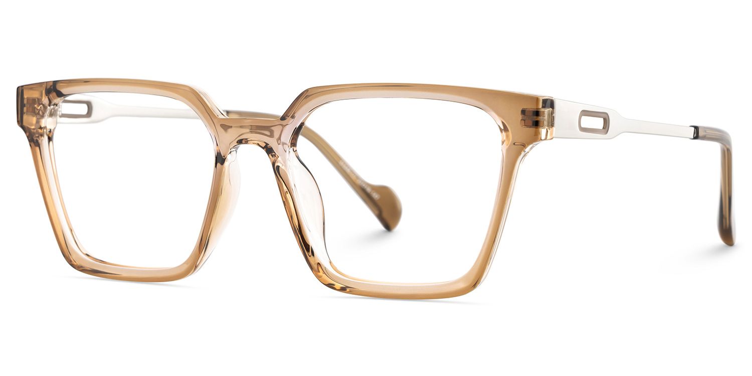 Mabel Eyeglasses in Square Beige Frame | ZEELOOL UK3