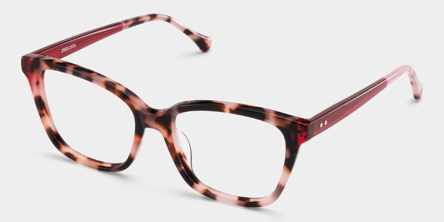 Lena Square Pink Tortoise Frame Eyeglasses for Woman| ZEELOOL UK3
