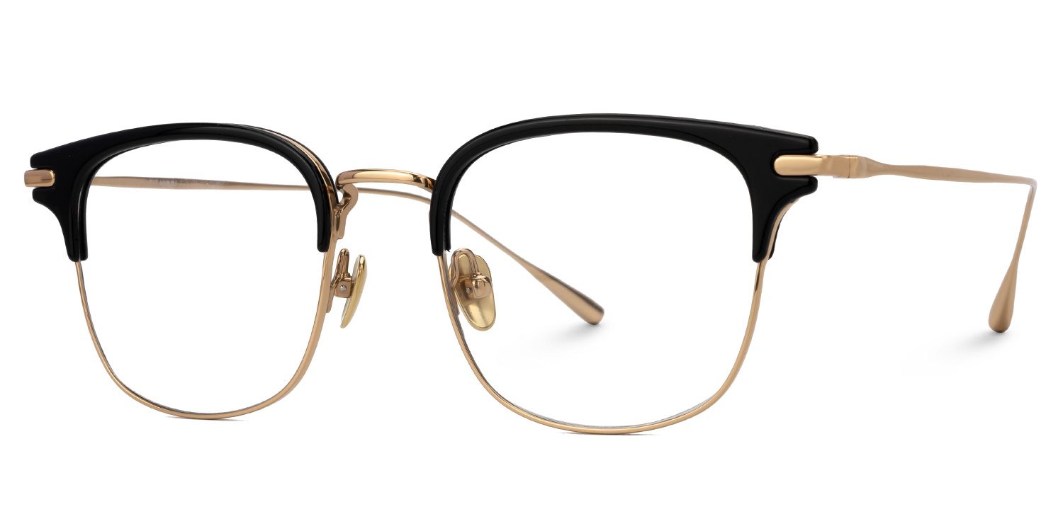 Mecca Gold Eyeglasses with Browline Shape | ZEELOOL UK1