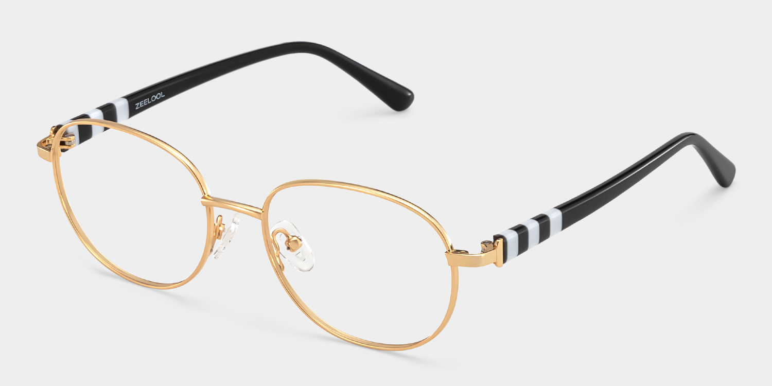 Willa Oval Gold Frame Eyeglasses for Woman| ZEELOOL UK3