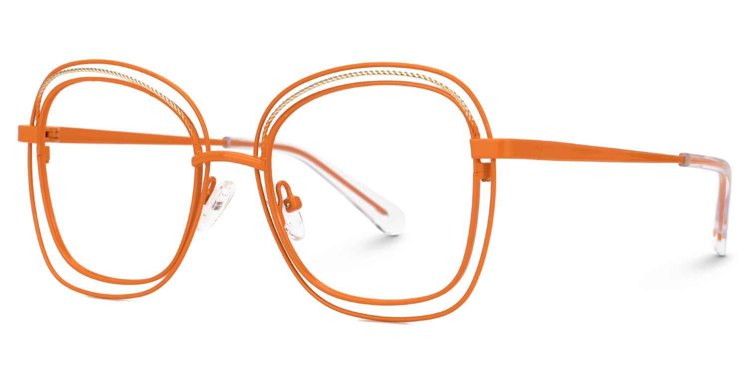 Dilcia Designer Eyeglasses in Square Orange Frame1