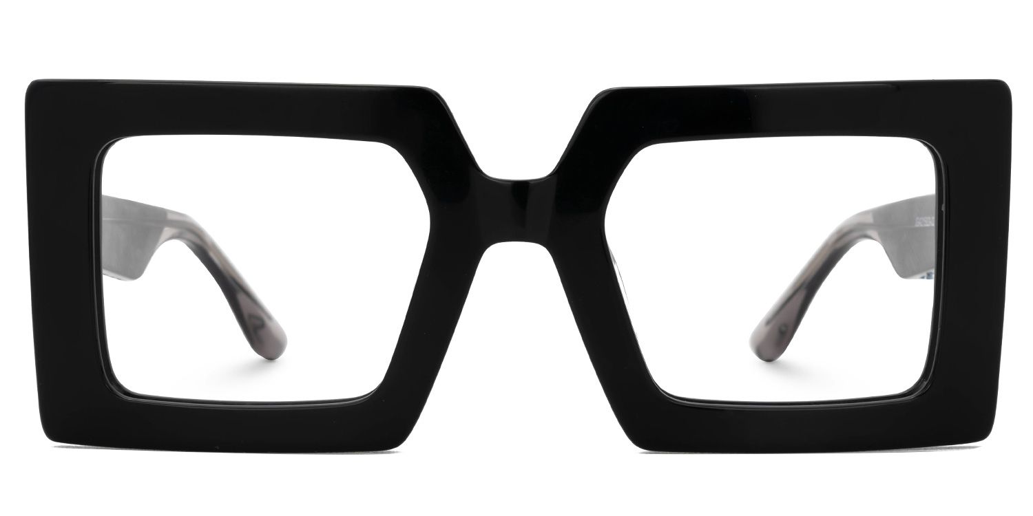 Tiffaney Black Square Glasses with Black Denim Temples0