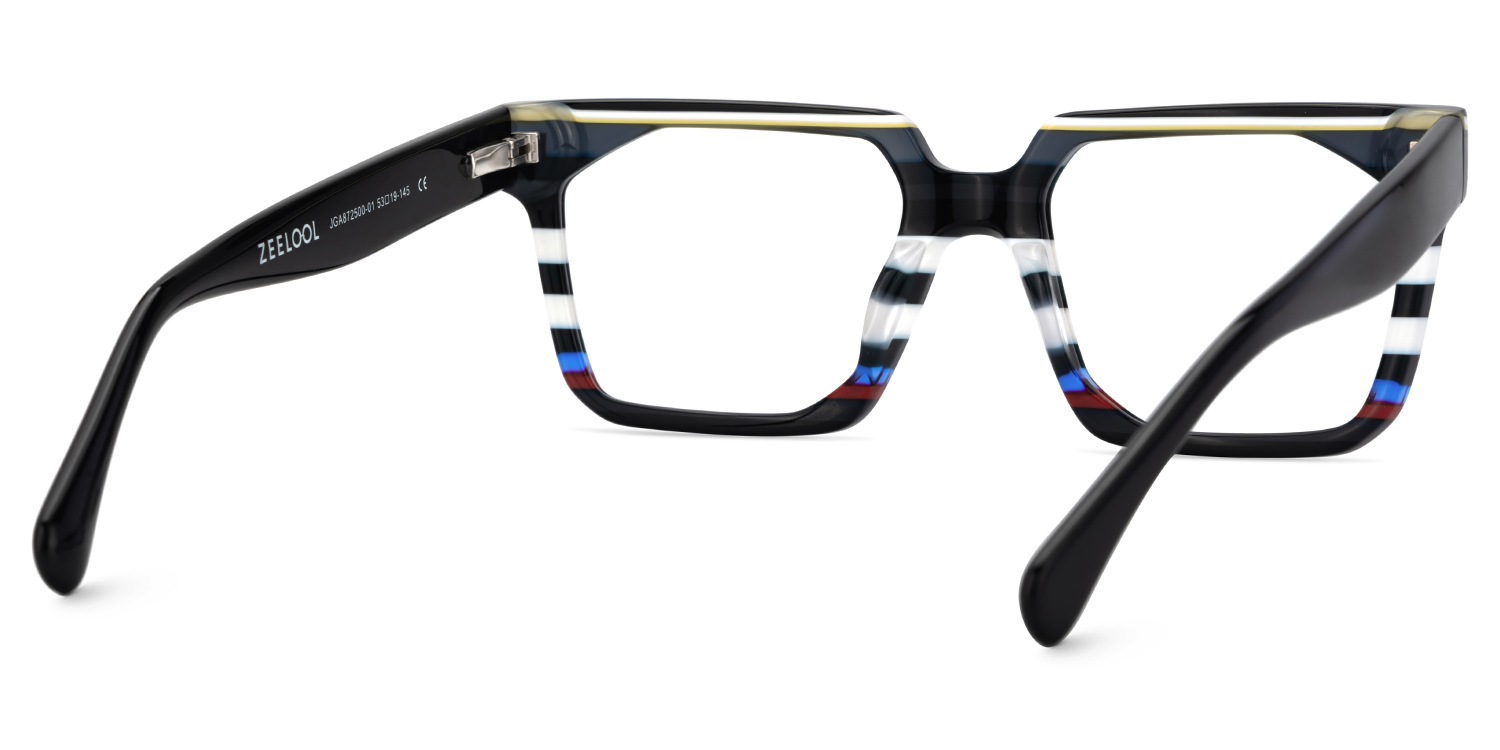 Men's Rectangle Frame Eyeglasses With Black Temples5