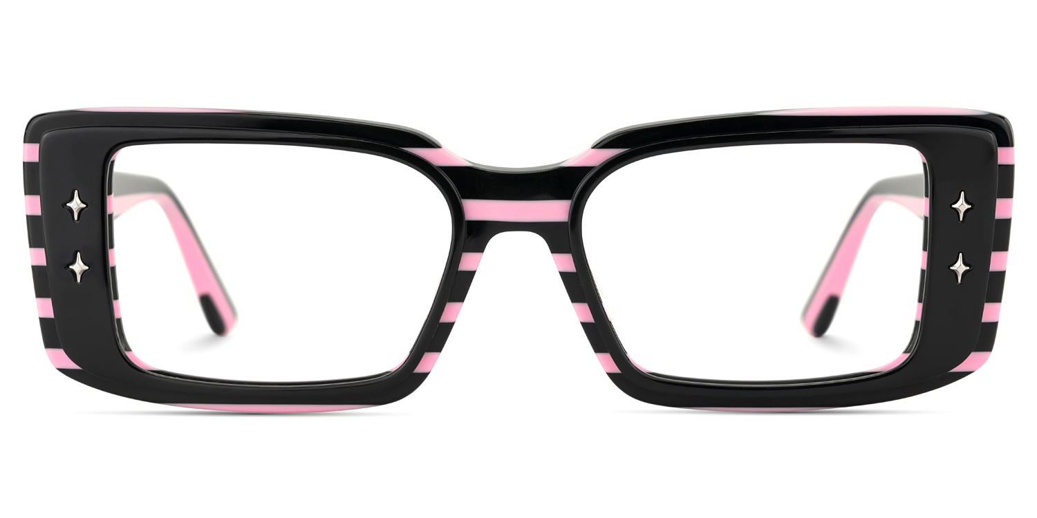 Gleam Rectangle Black Pink Glasses1