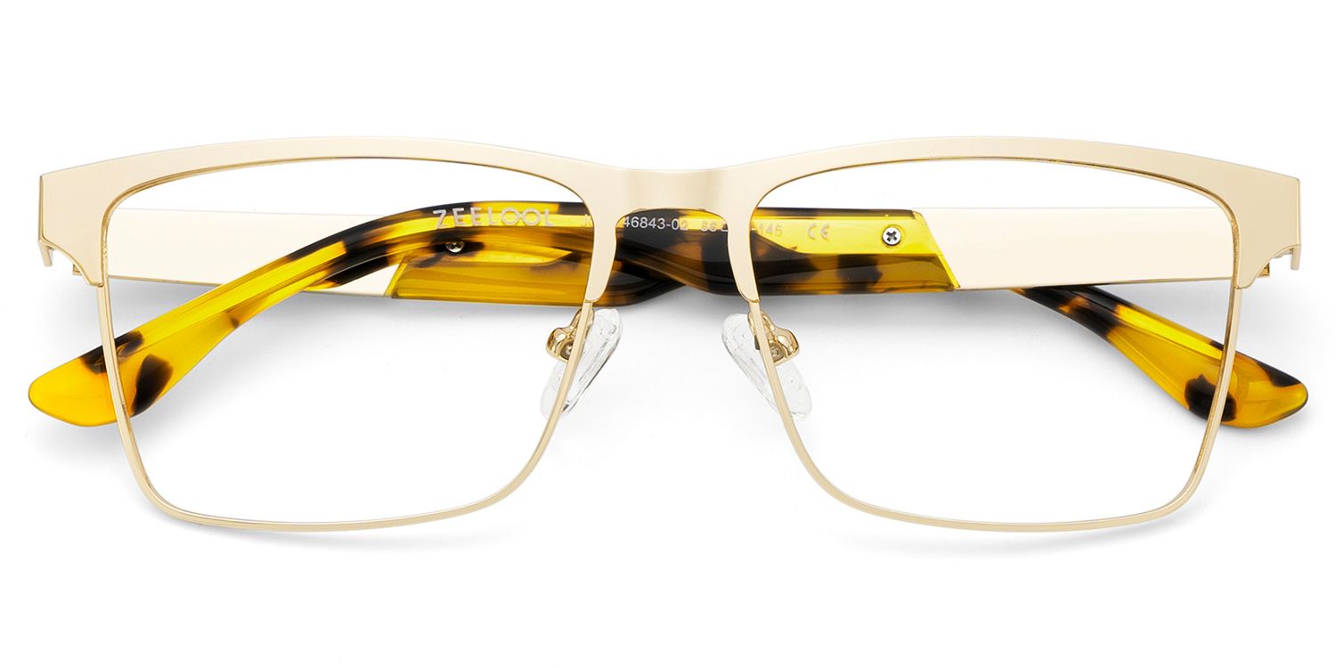 Jasper Eyeglasses in Browline Gold Frame | ZEELOOL UK2