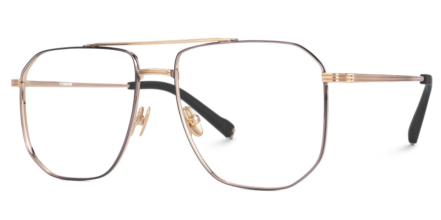 Aqua Titanium Black Gold Frame Glasses with Aviator Shape | ZEELOOL UK1