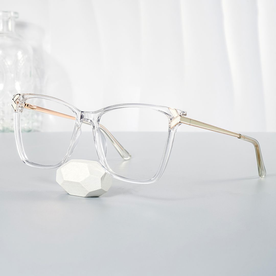 Tricee Square Clear Glasses With Gold Arms For Women | Zeelool0