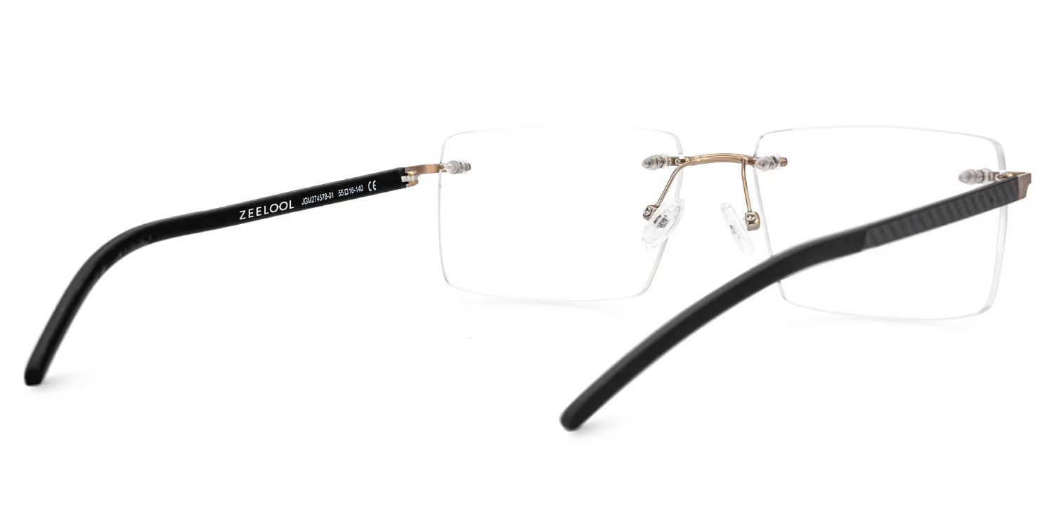Halstead Rectangle Black Rimless Glasses | ZEELOOL UK3