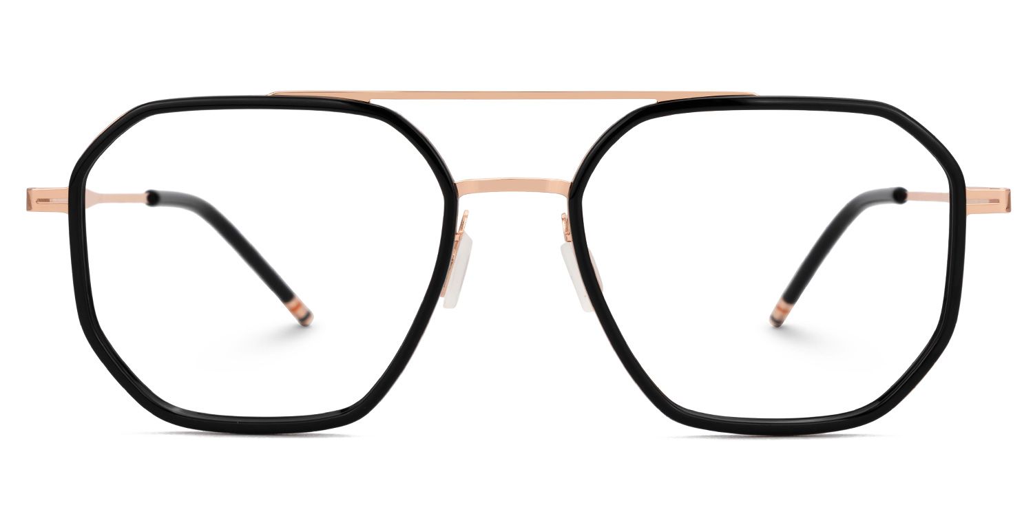 Black Mixed-Materials Aviator Eyeglasses- Bethany0