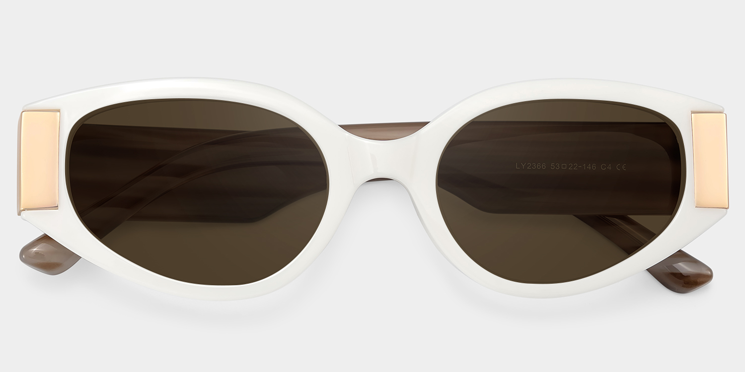 Havana white Frame Polarized Sunglasses with cat-eye Style Online | ZEELOOL UK1
