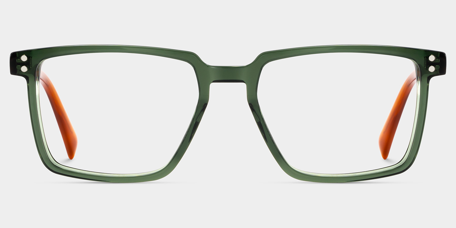 Griffin Green Brown Frame Glasses with Rectangle Frame Online | ZEELOOL UK0