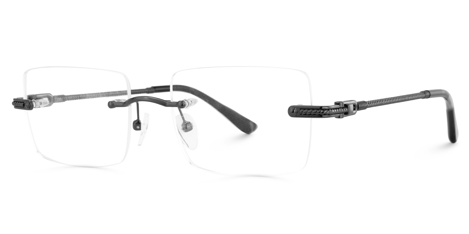 Gray Rimless Eyeglasses Frames With Adjustable Nose Pads3