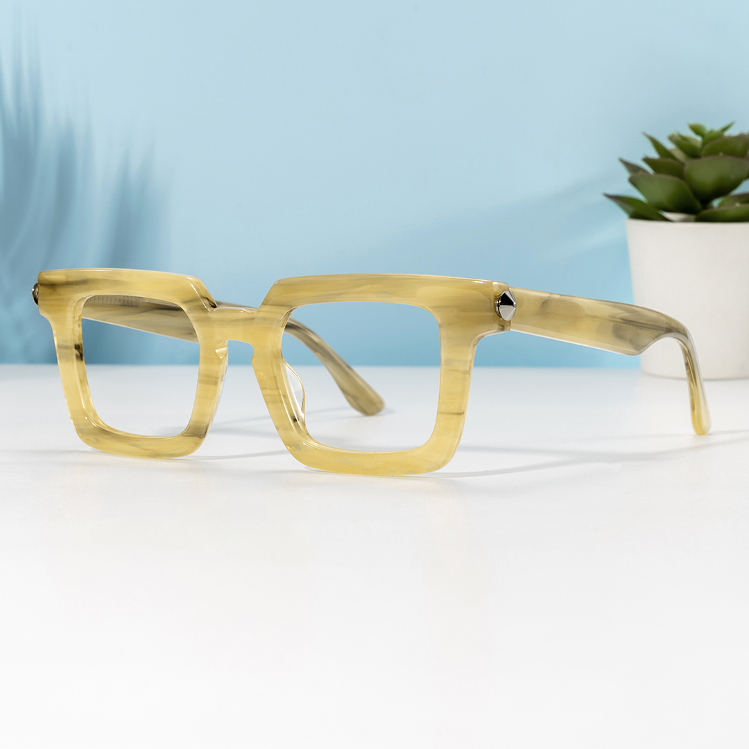 Ruthann Eco Acetate Mustard Yellow Glasses Frames Men's | ZEELOOL UK0