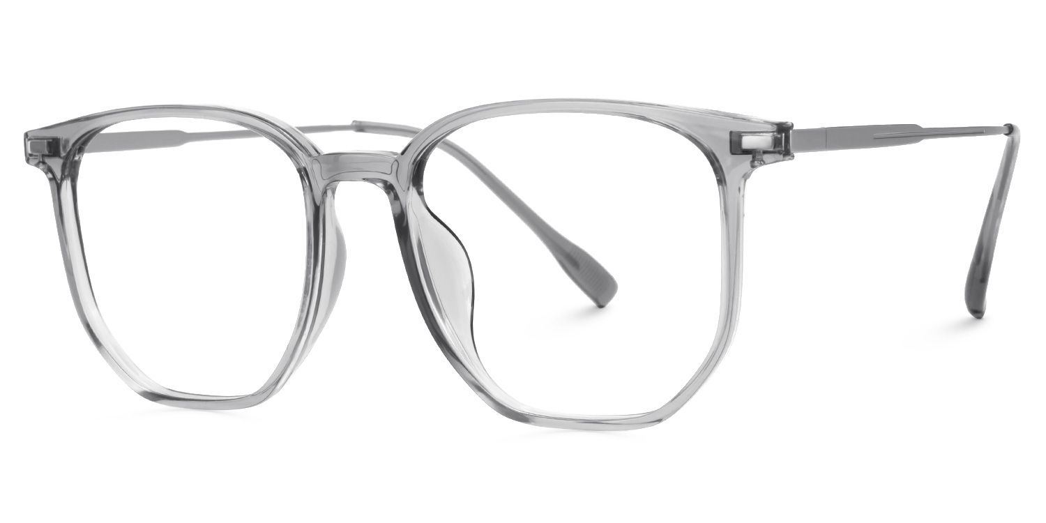 Bianca Mixed-Materials Geometric Gray Frame Glasses | ZEELOOL UK1